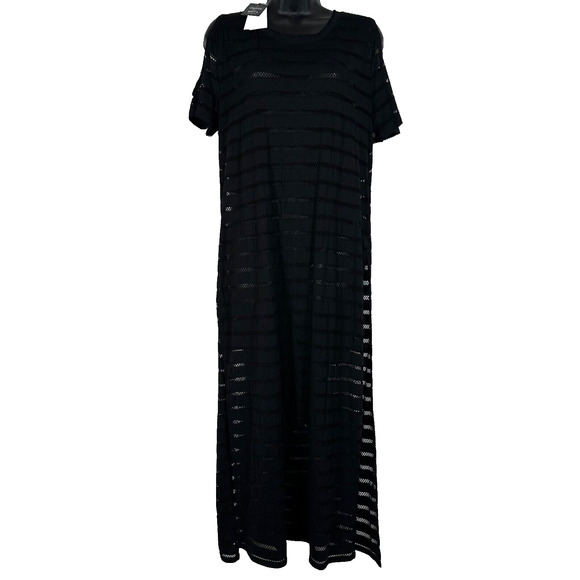 Calvin Klein Maxi Dress Swim Coverup Women's S/M Black Cutout Stripe New - Picture 1 of 7